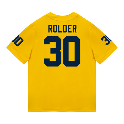 Michigan Wolverines #30 Jimmy Rolder Student Athlete Maize Football Jersey - Back View