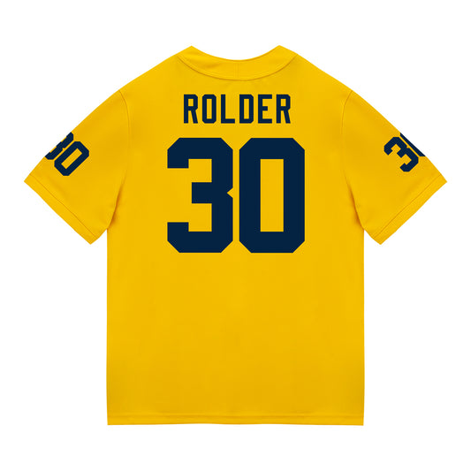 Michigan Wolverines #30 Jimmy Rolder Student Athlete Maize Football Jersey - Back View