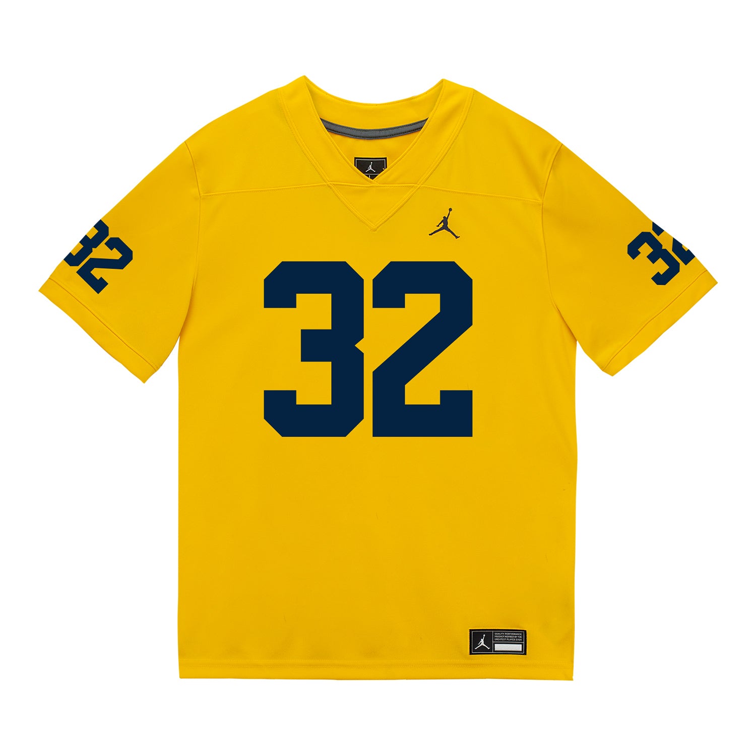 Michigan Wolverines #32 Jeremiah Lowe Student Athlete Maize Football Jersey - Front View