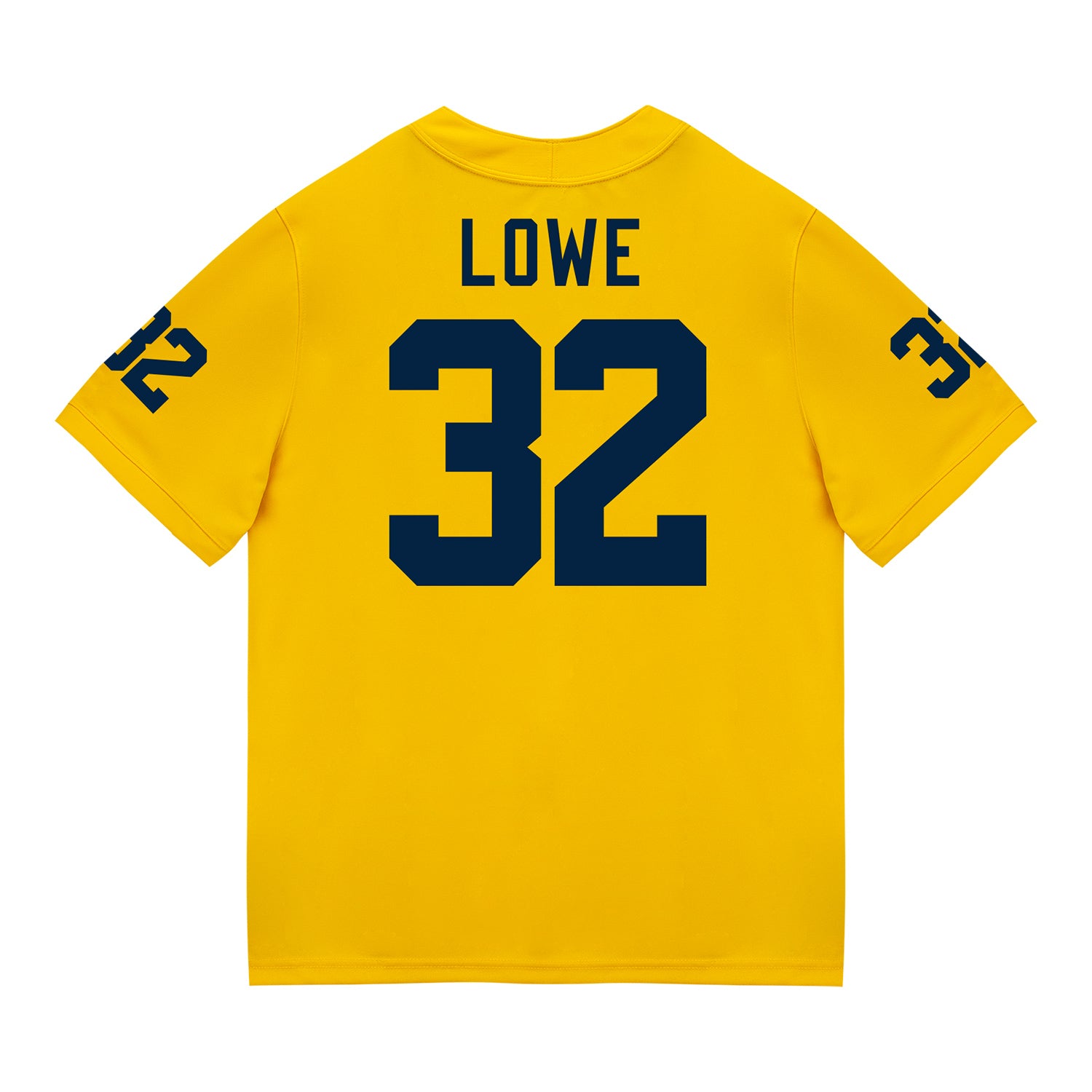 Michigan Wolverines #32 Jeremiah Lowe Student Athlete Maize Football Jersey - Back View
