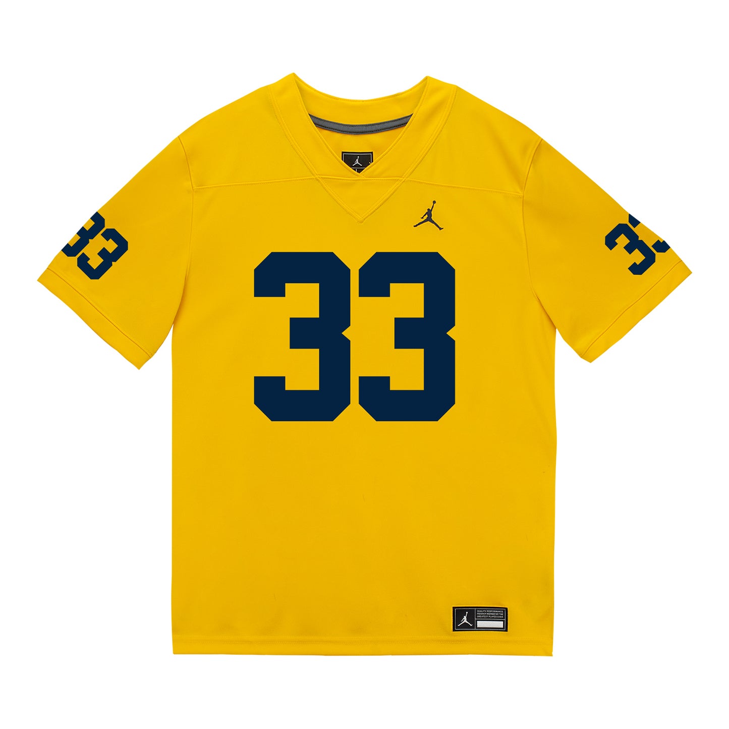 Michigan Wolverines #33 Dominic Nichols Student Athlete Maize Football Jersey - Front View