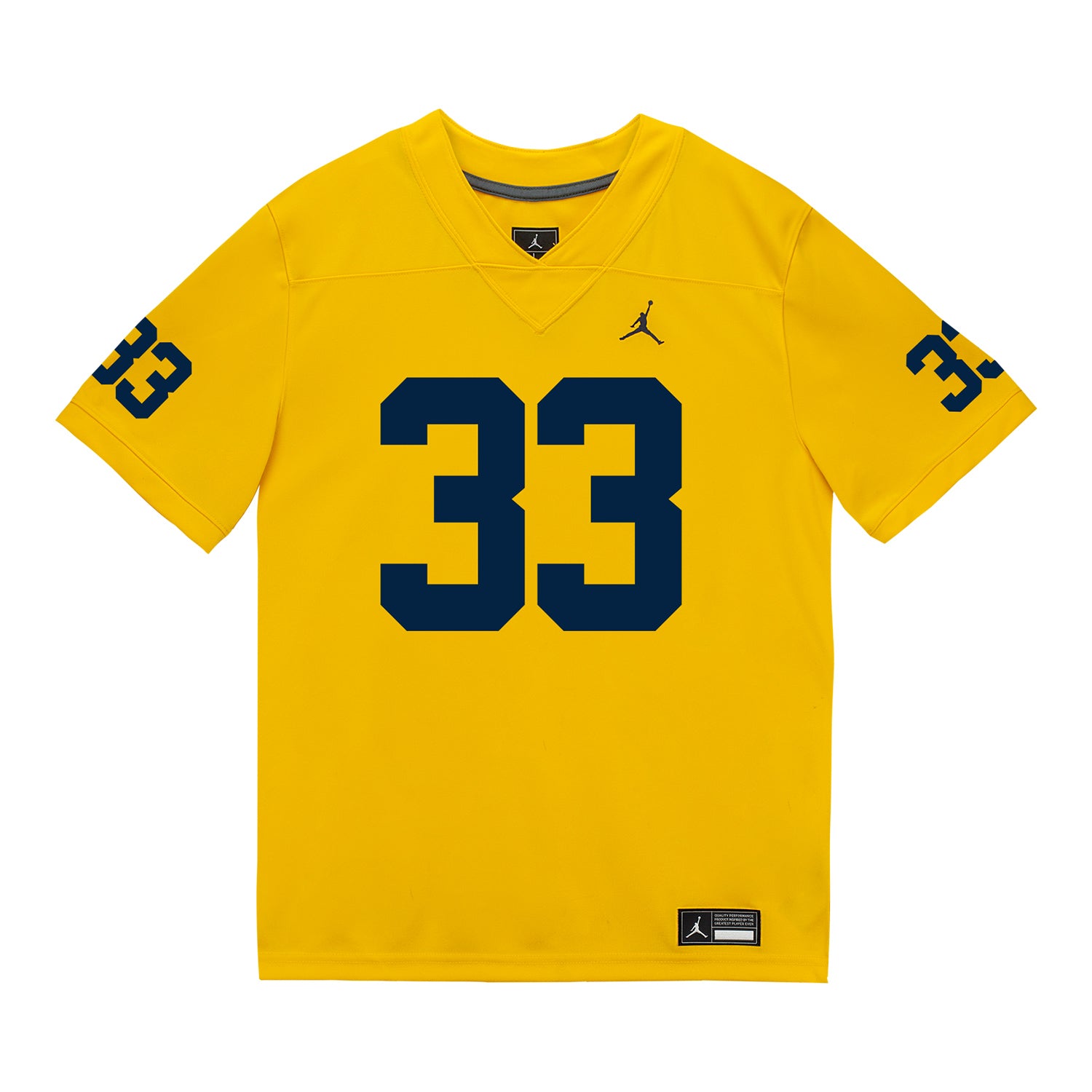 Michigan Wolverines #33 Dominic Nichols Student Athlete Maize Football Jersey - Front View