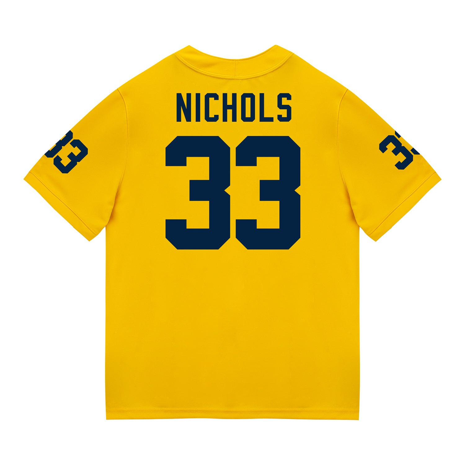 Michigan Wolverines #33 Dominic Nichols Student Athlete Maize Football Jersey - Back View