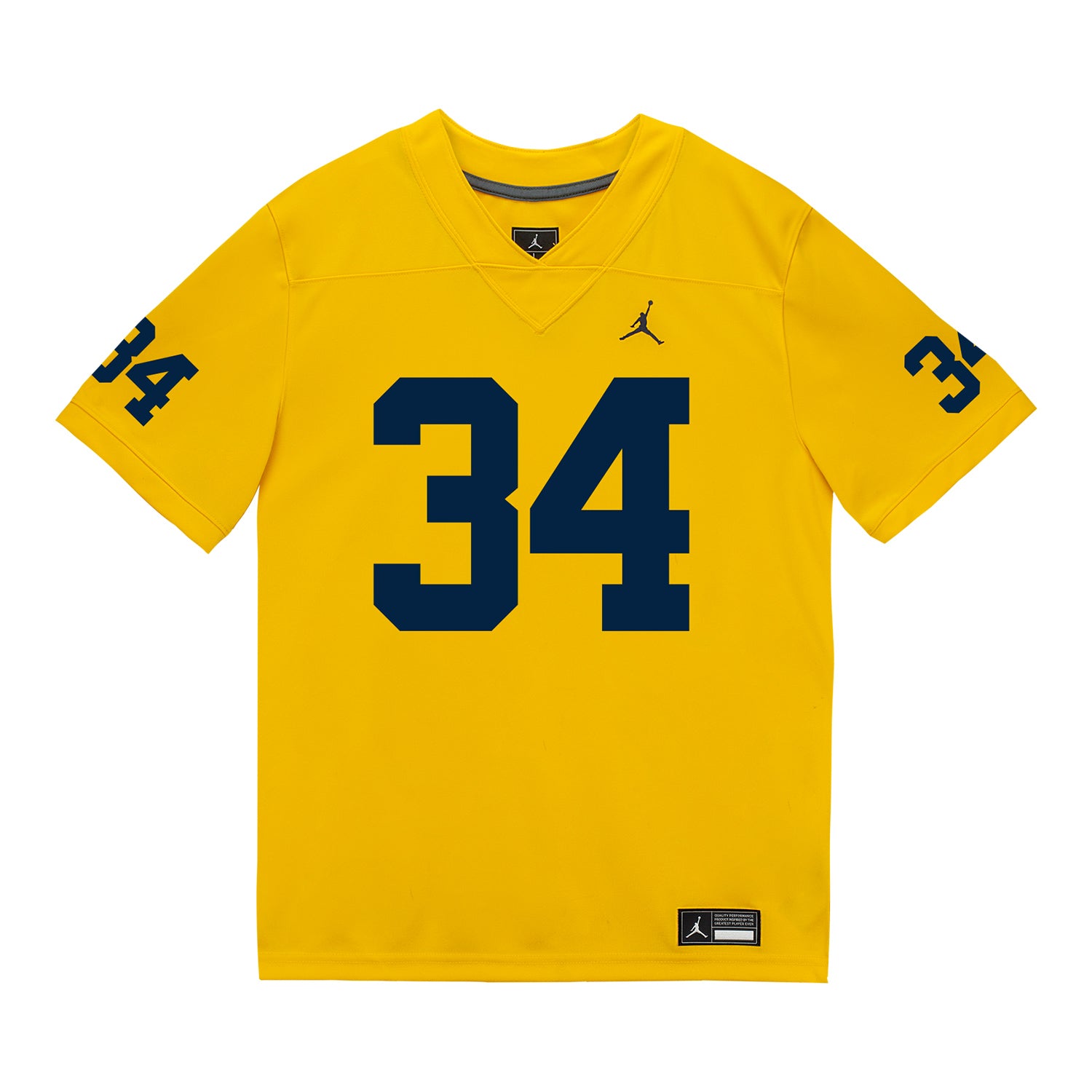 Michigan Wolverines #34 Jaydon Hood Student Athlete Maize Football Jersey - Front View
