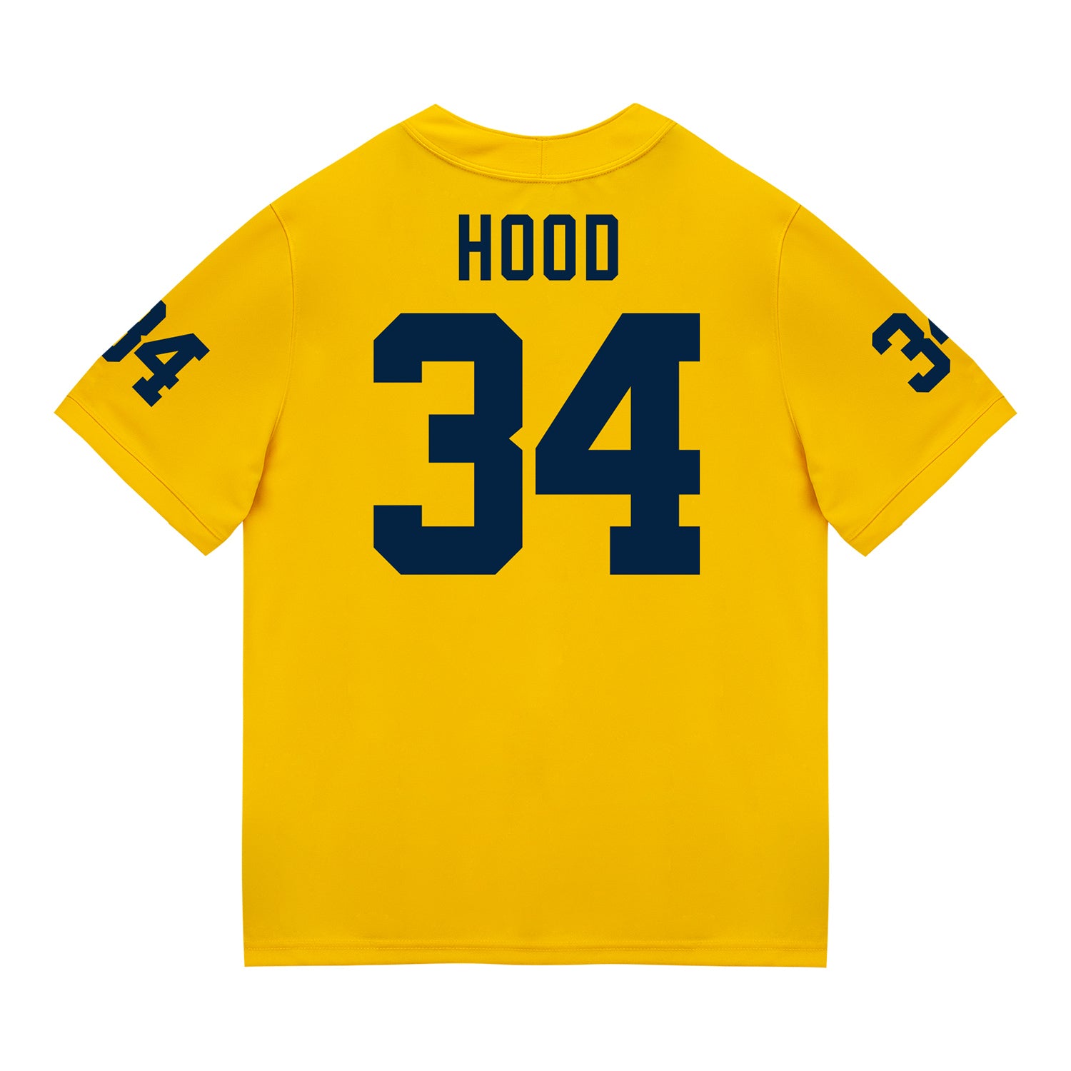 Michigan Wolverines #34 Jaydon Hood Student Athlete Maize Football Jersey - Back View