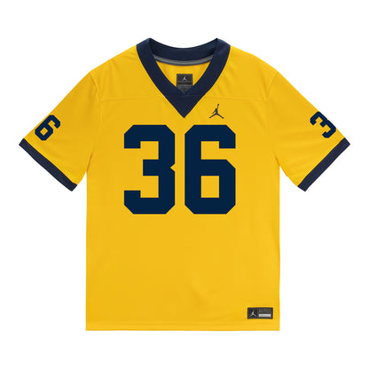 Michigan Wolverines #36 Josh Nichols Student Athlete Maize Football Jersey - Front View