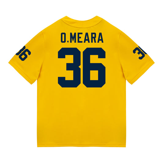 Michigan Wolverines #36 Tomas O'Meara Student Athlete Maize Football Jersey - Back View
