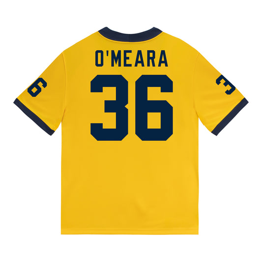 Michigan Wolverines #36 Tomas O'Meara Student Athlete Maize Football Jersey - Back View