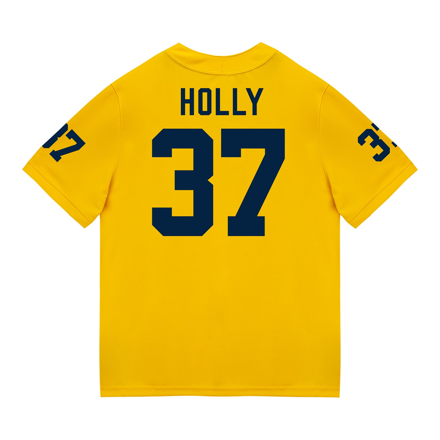 Michigan Wolverines #37 Julius Holly Student Athlete Maize Football Jersey - Back View