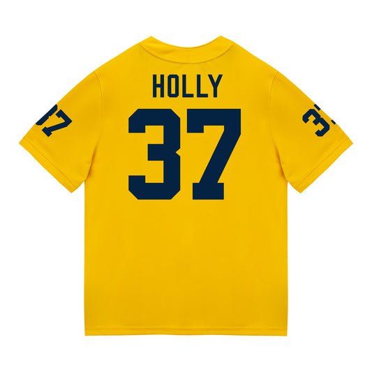 Michigan Wolverines #37 Julius Holly Student Athlete Maize Football Jersey - Back View
