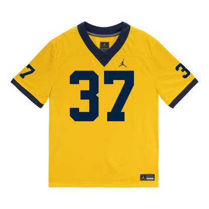 Michigan Wolverines #37 Julius Holly Student Athlete Maize Football Jersey - Front View