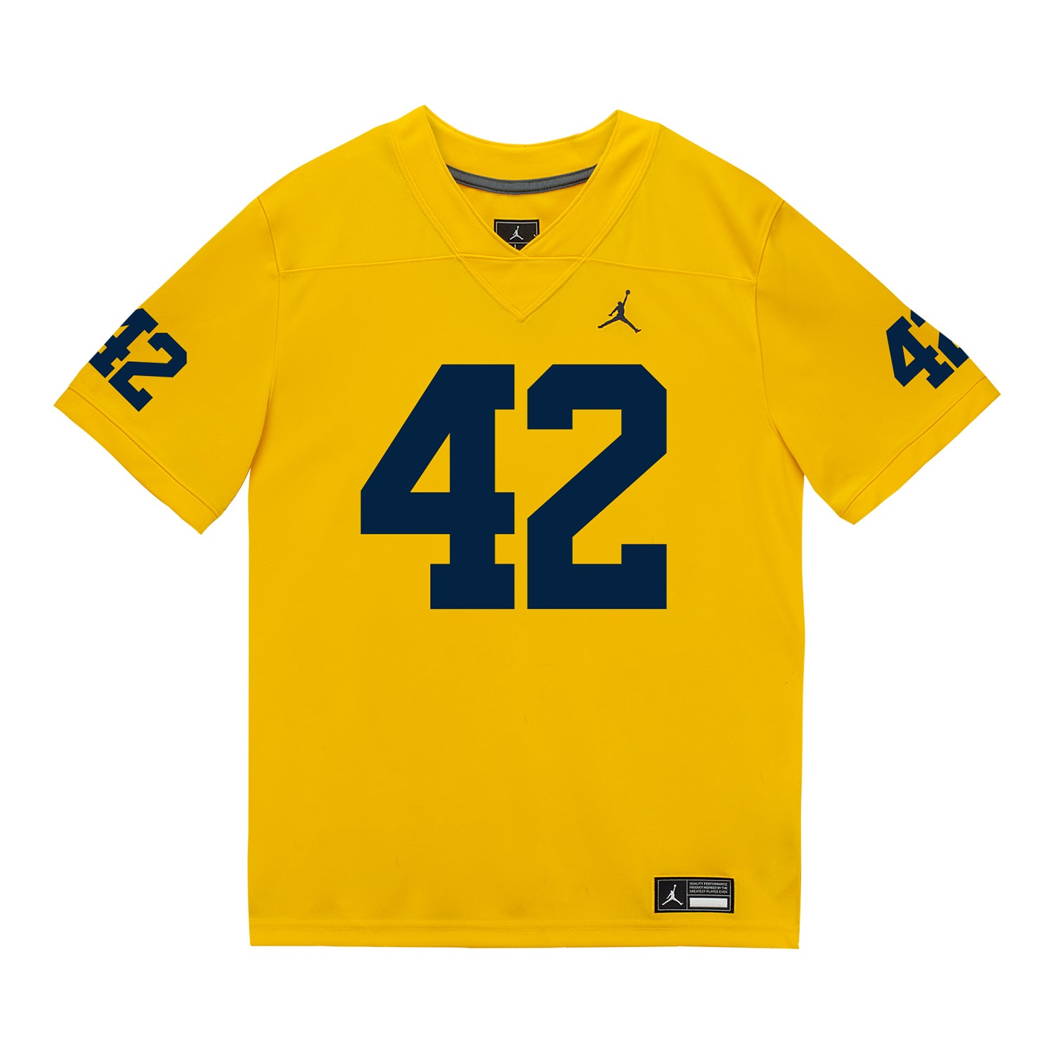 Michigan Wolverines #42 Jalen Hoffman Student Athlete Maize Football Jersey - Front View