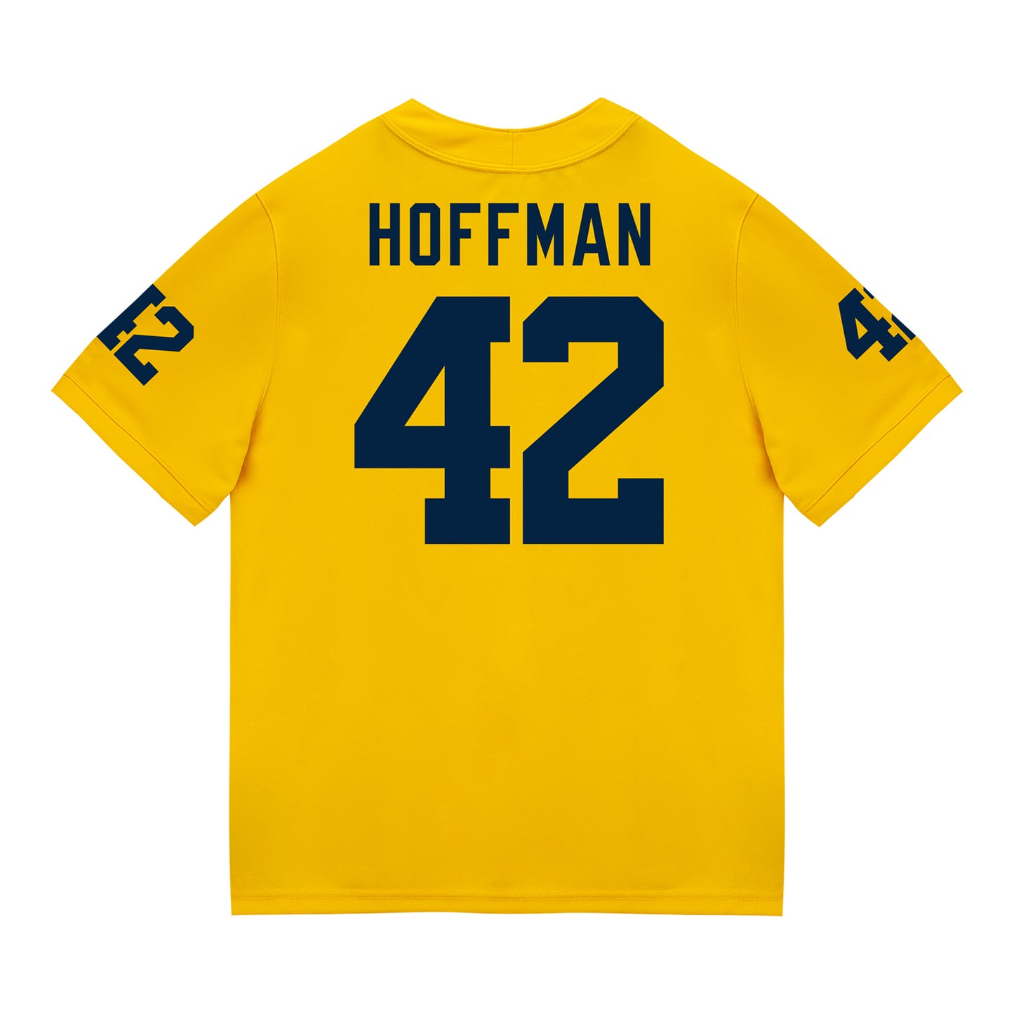 Michigan Wolverines #42 Jalen Hoffman Student Athlete Maize Football Jersey - Back View
