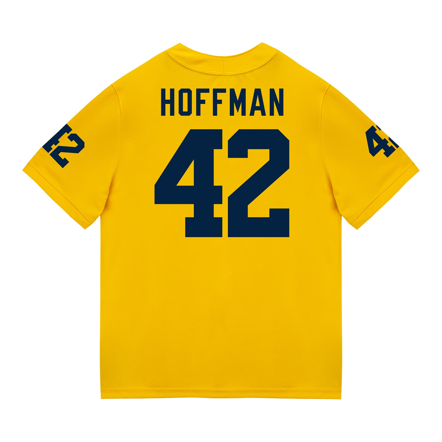 Michigan Wolverines #42 Jalen Hoffman Student Athlete Maize Football Jersey - Back View