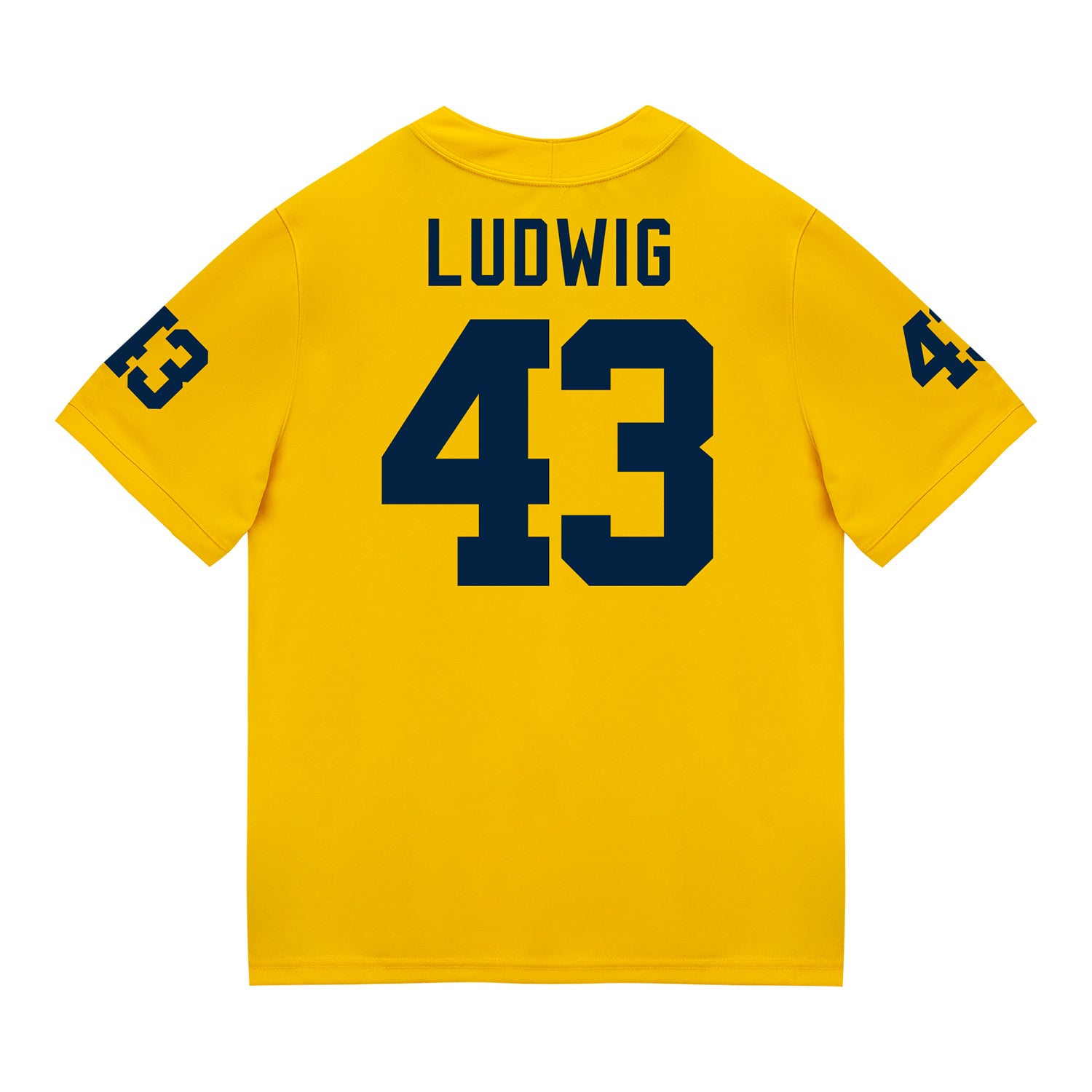 Michigan Wolverines #43 Zach Ludwig Student Athlete Maize Football Jersey - Back View