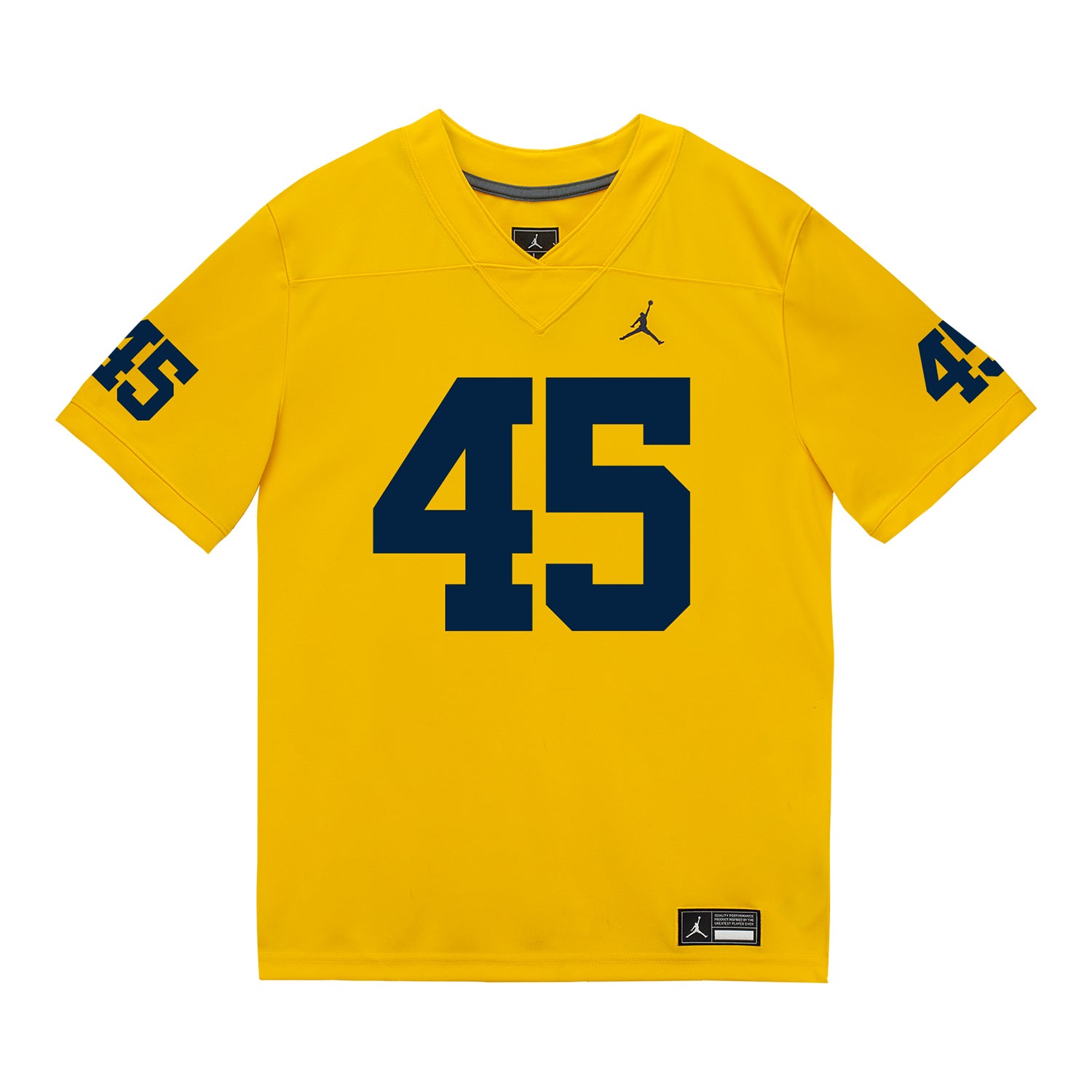 Michigan Wolverines #45 Eli Owens Student Athlete Maize Football Jersey - Front View