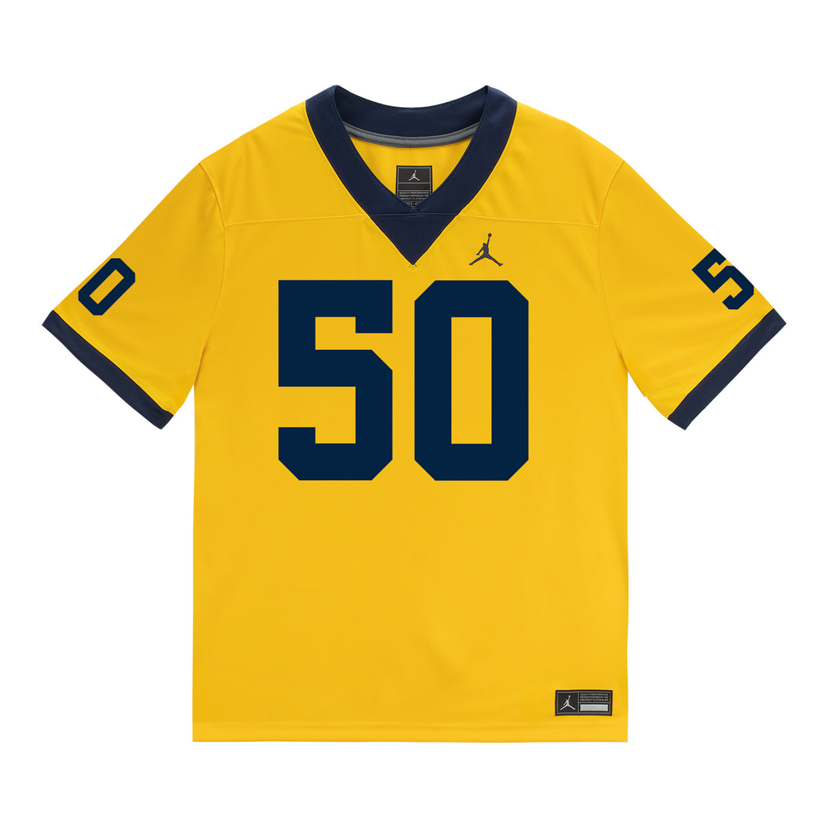 Michigan Wolverines #50 Luke Hamilton Student Athlete Maize Football Jersey - Front View