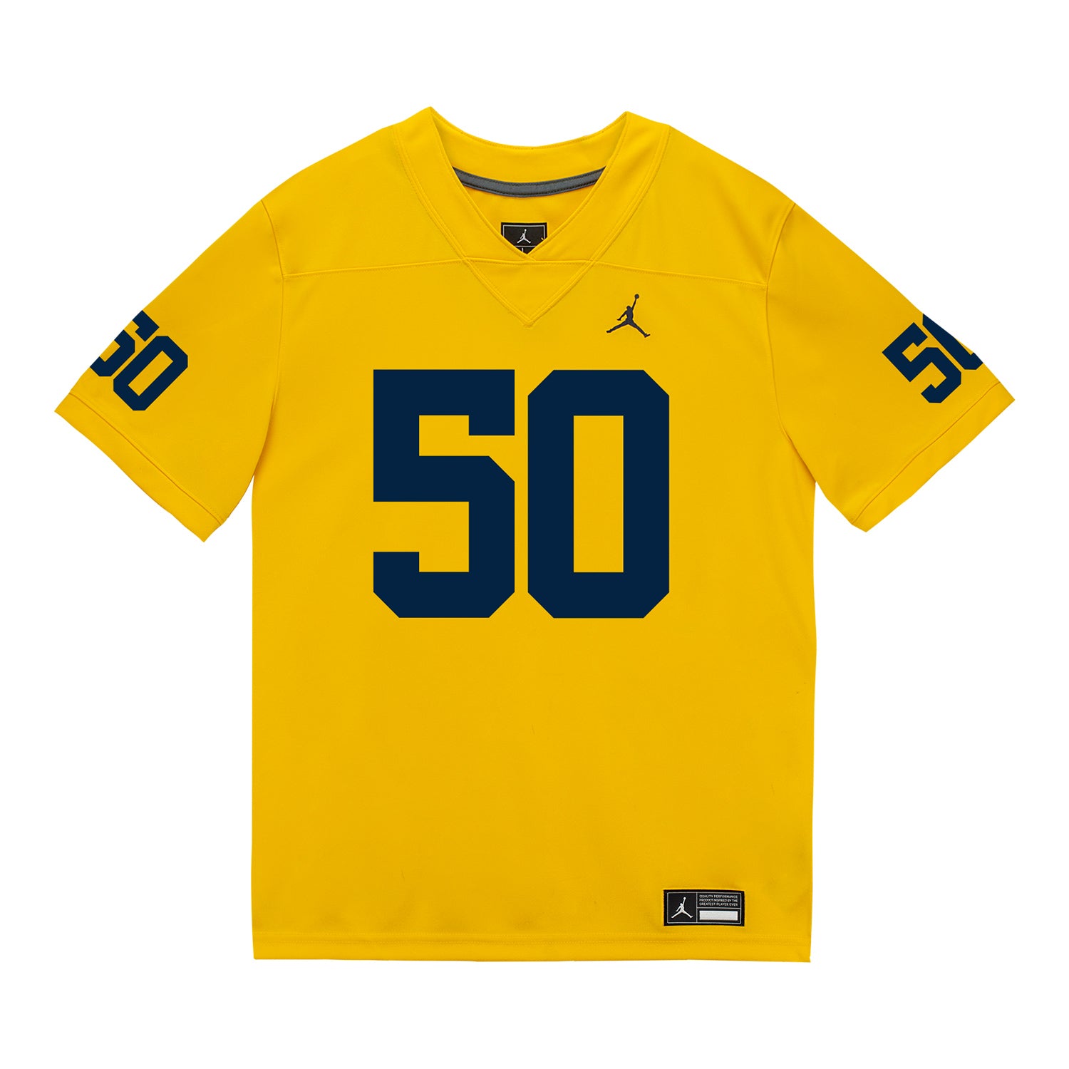 Michigan Wolverines #50 Luke Hamilton Student Athlete Maize Football Jersey - Front View