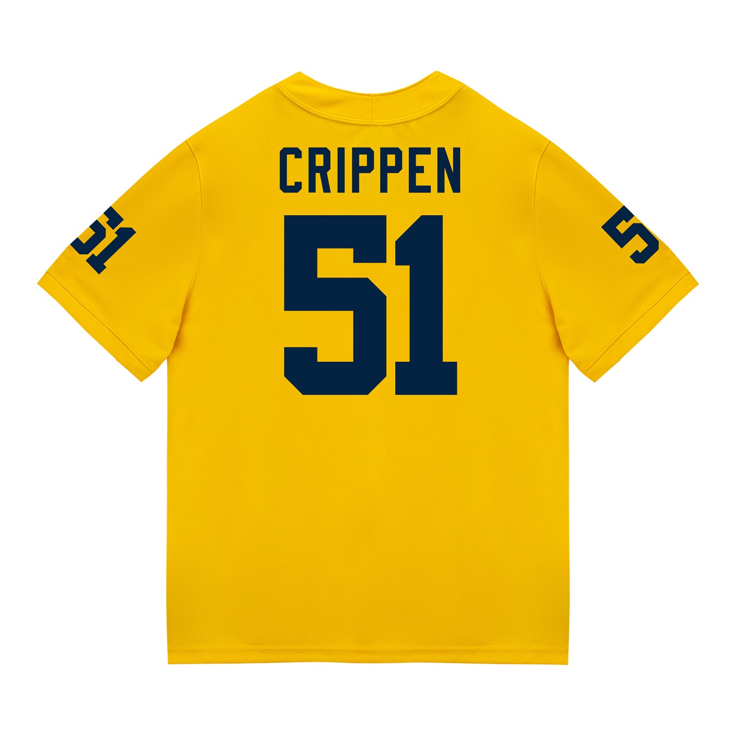 Michigan Wolverines #51 Greg Crippen Student Athlete Maize Football Jersey - Back View