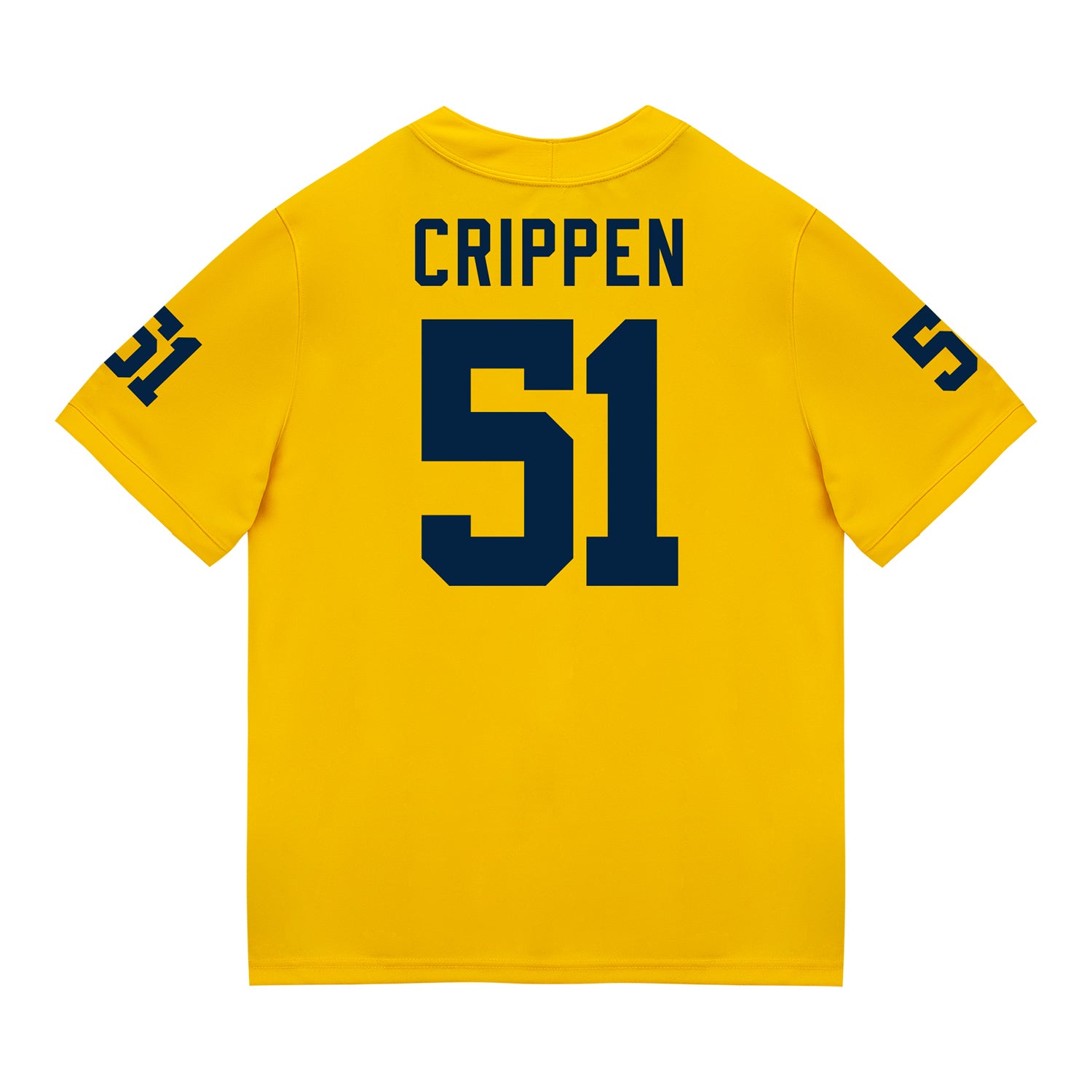 Michigan Wolverines #51 Greg Crippen Student Athlete Maize Football Jersey - Back View