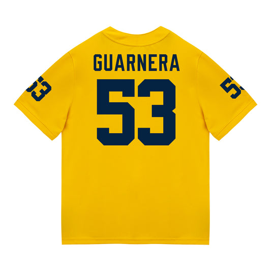 Michigan Wolverines #53 Jake Guarnera Student Athlete Maize Football Jersey - Back View