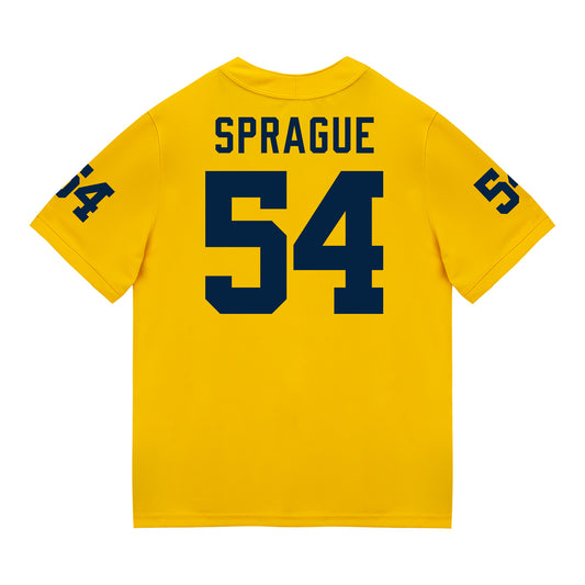 Michigan Wolverines #54 Andrew Sprague Student Athlete Maize Football Jersey - Back View