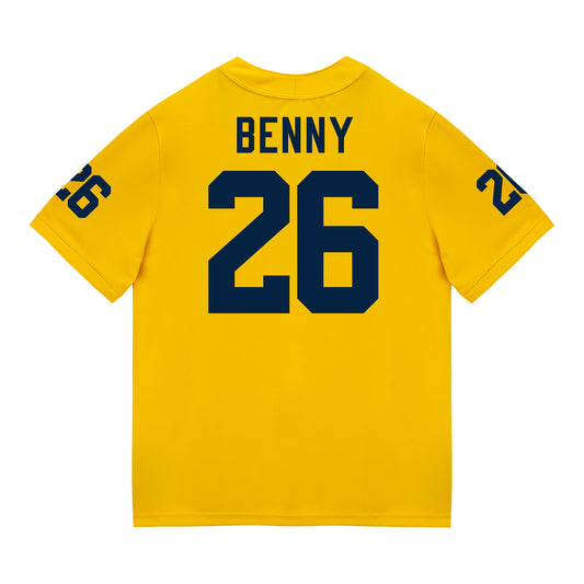 Michigan Wolverines #26 Rayshawn Benny Student Athlete Maize Football Jersey - Back View