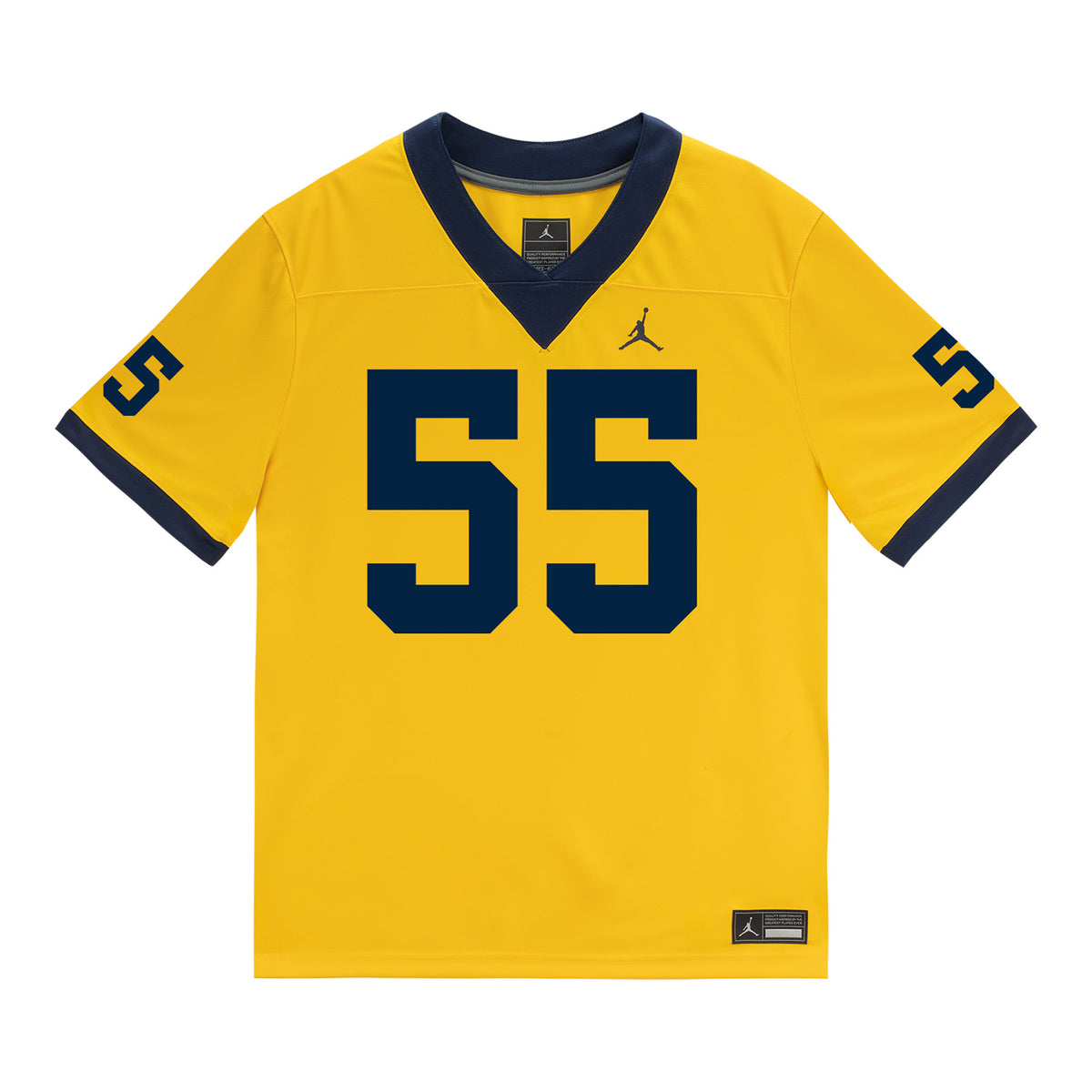 Michigan Wolverines #55 Nathan Efobi Student Athlete Maize Football Jersey - Front View
