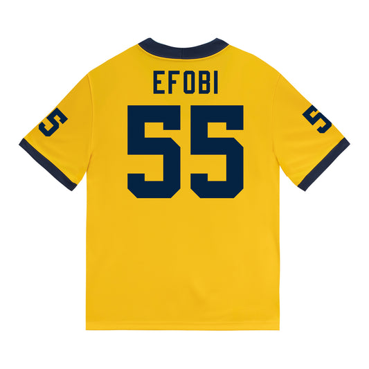 Michigan Wolverines #55 Nathan Efobi Student Athlete Maize Football Jersey - Back View