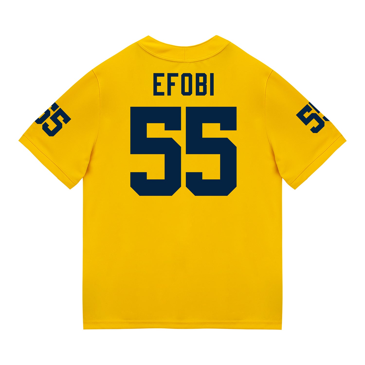Michigan Wolverines #55 Nathan Efobi Student Athlete Maize Football Jersey - Back View
