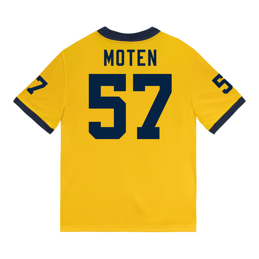Michigan Wolverines #57 Travis Moten Student Athlete Maize Football Jersey - Back View