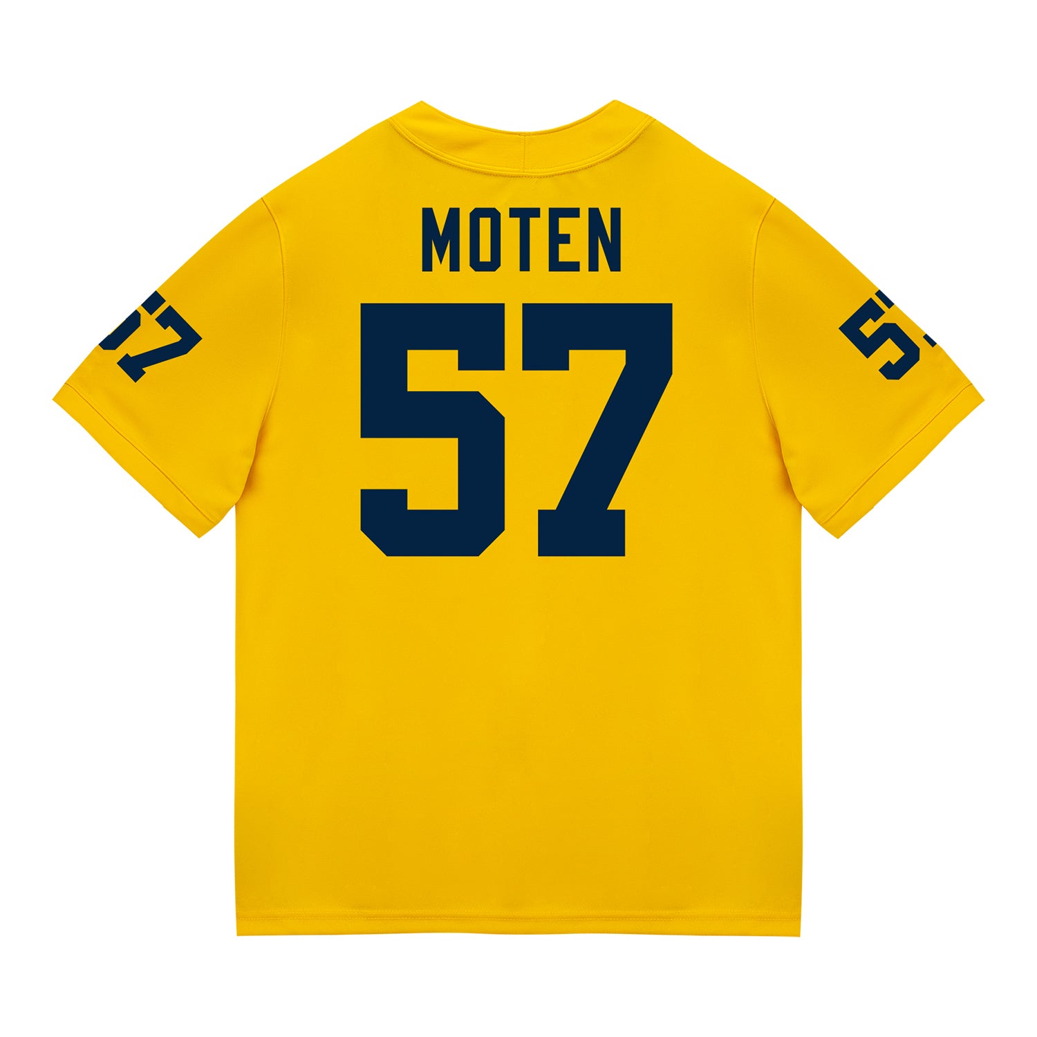Michigan Wolverines #57 Travis Moten Student Athlete Maize Football Jersey - Back View