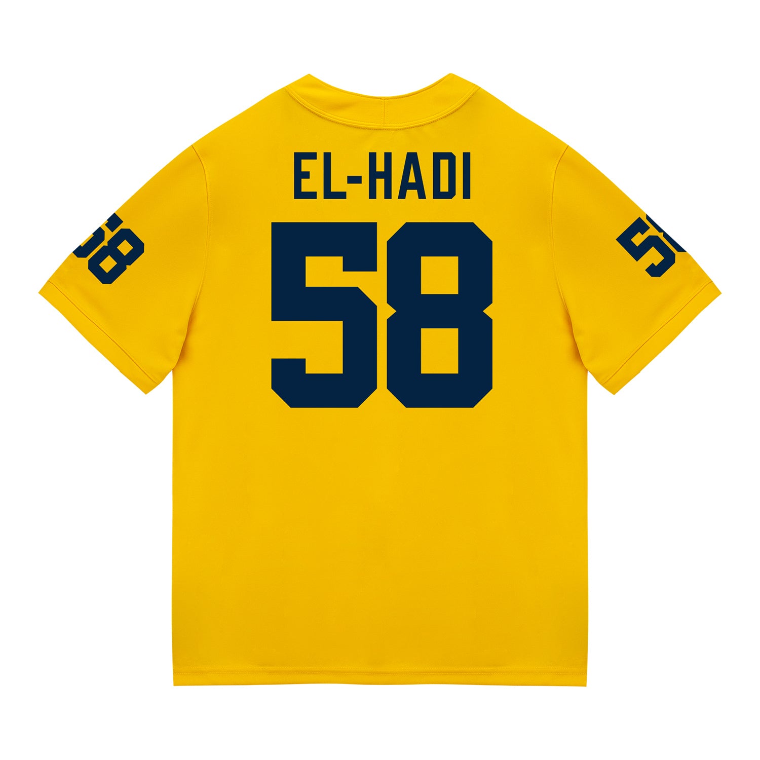 Michigan Wolverines #58 Giovanni El-Hadi Student Athlete Maize Football Jersey - Back View