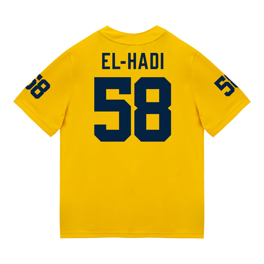 Michigan Wolverines #58 Giovanni El-Hadi Student Athlete Maize Football Jersey - Back View