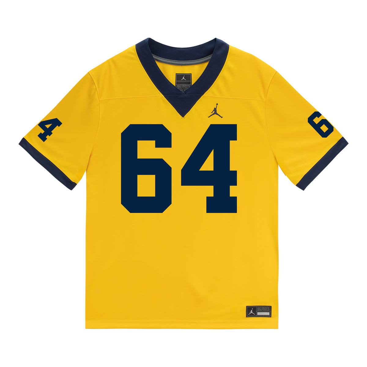Michigan Wolverines #64 James Kavouklis Student Athlete Maize Football Jersey - Front View