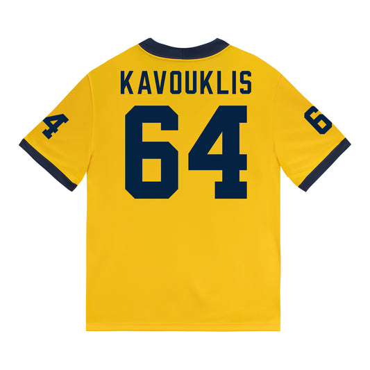 Michigan Wolverines #64 James Kavouklis Student Athlete Maize Football Jersey - Back View