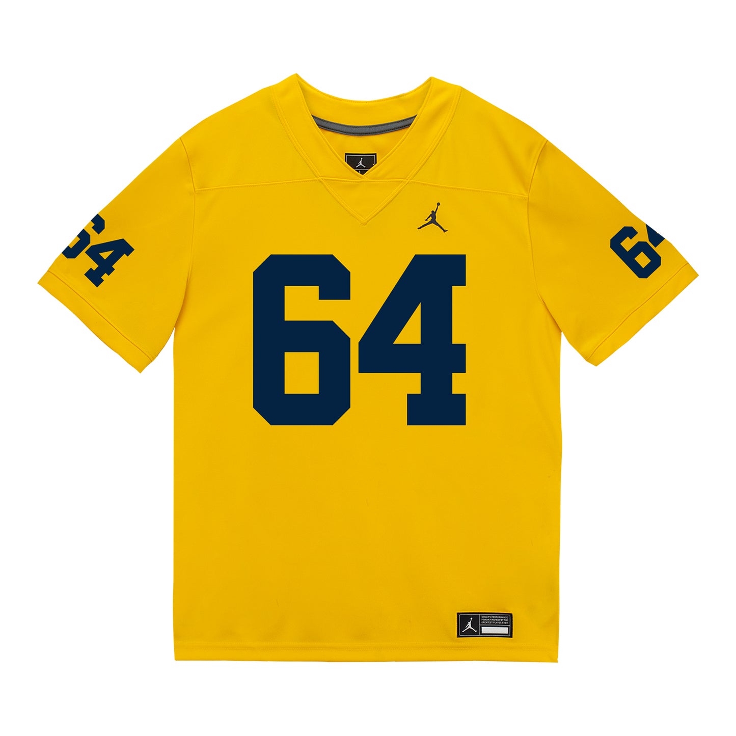 Michigan Wolverines #64 James Kavouklis Student Athlete Maize Football Jersey - Front View