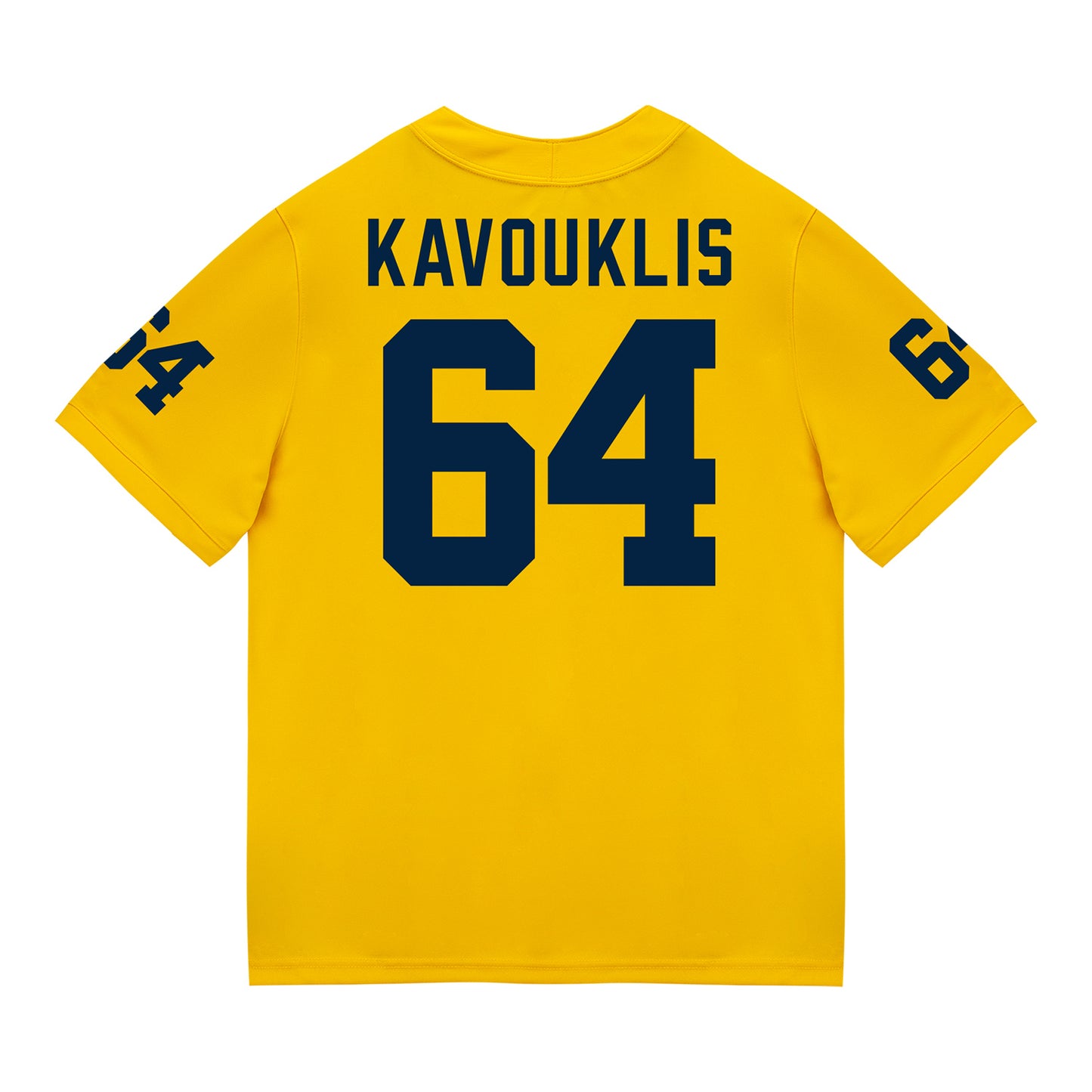Michigan Wolverines #64 James Kavouklis Student Athlete Maize Football Jersey - Back View