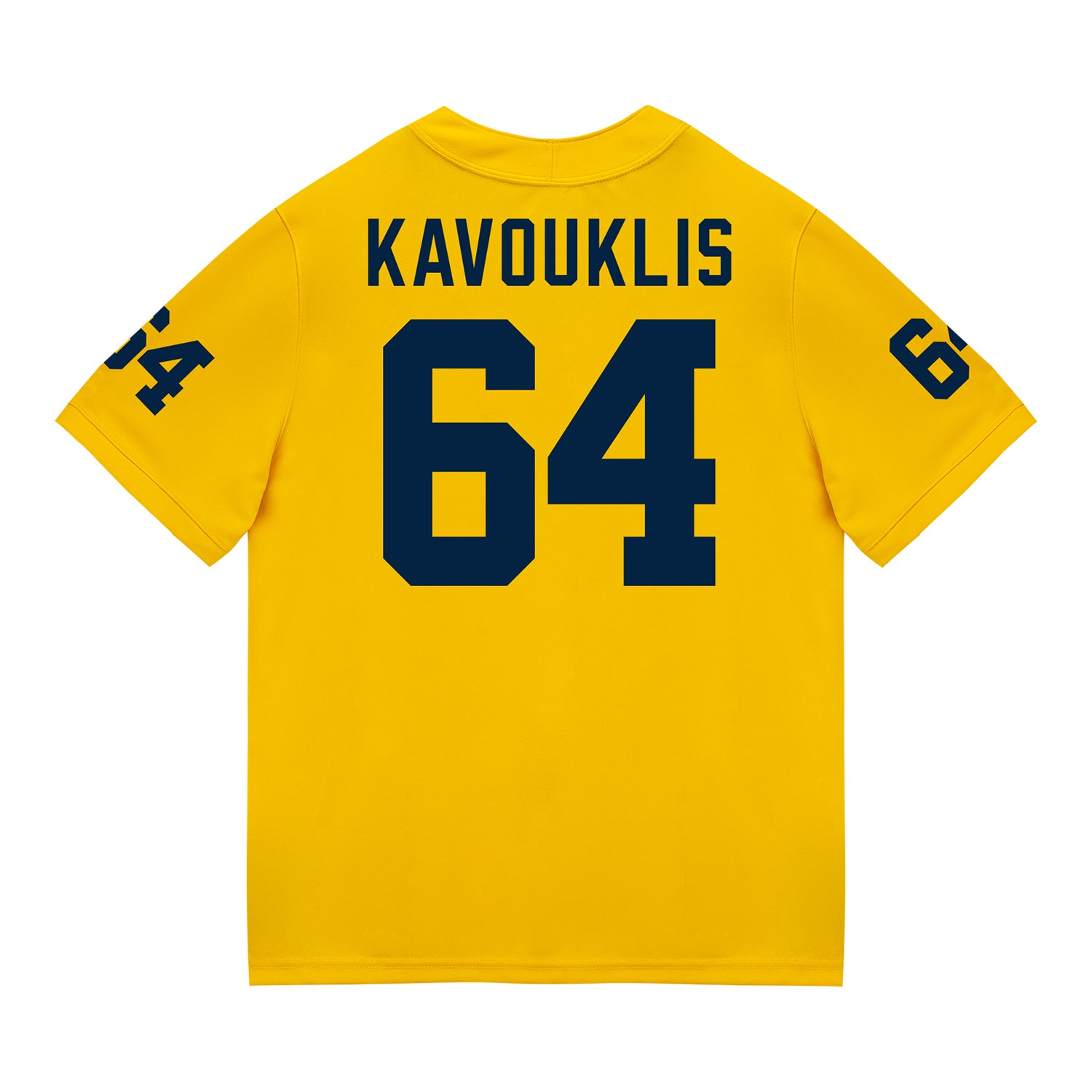 Michigan Wolverines #64 James Kavouklis Student Athlete Maize Football Jersey - Back View