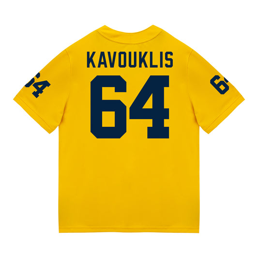 Michigan Wolverines #64 James Kavouklis Student Athlete Maize Football Jersey - Back View