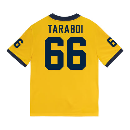 Michigan Wolverines #66 Dan Taraboi Student Athlete Maize Football Jersey - Back View