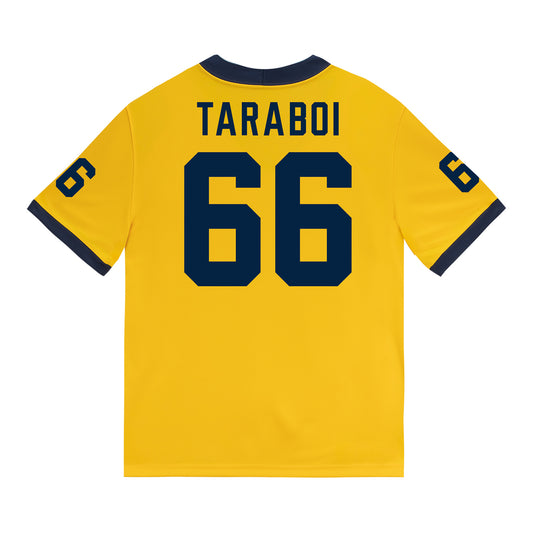 Michigan Wolverines #66 Dan Taraboi Student Athlete Maize Football Jersey - Back View