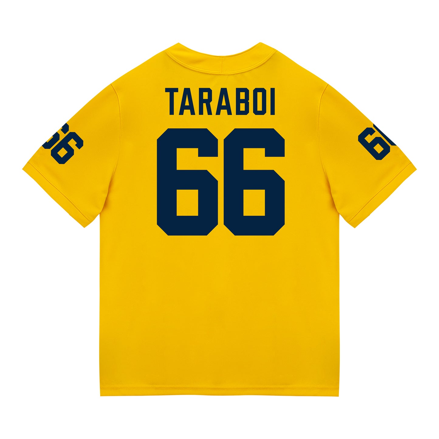Michigan Wolverines #66 Dan Taraboi Student Athlete Maize Football Jersey - Back View