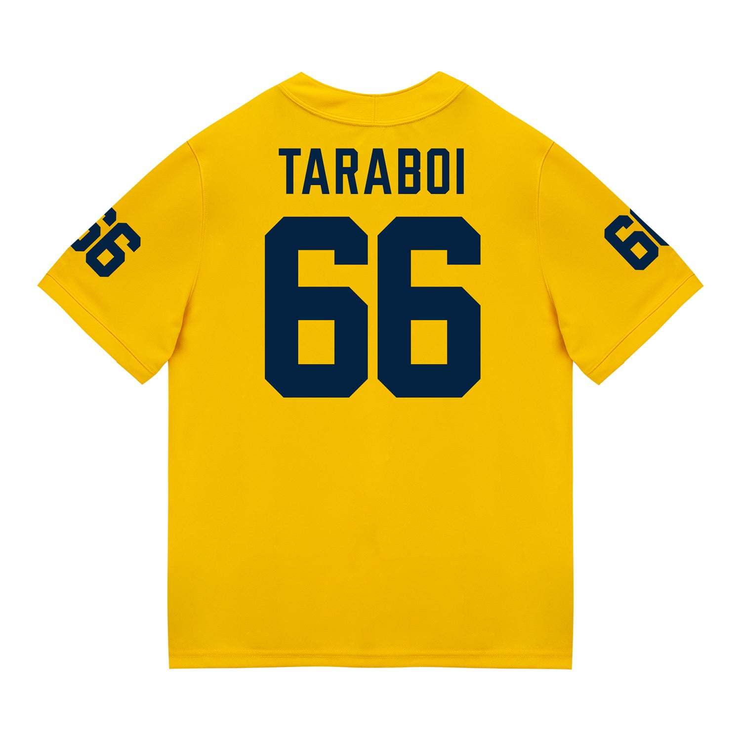 Michigan Wolverines #66 Dan Taraboi Student Athlete Maize Football Jersey - Back View