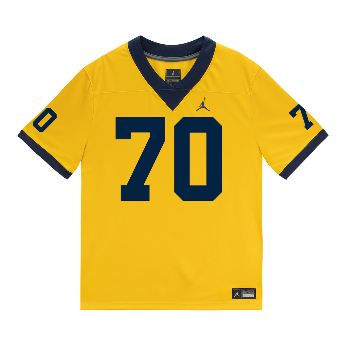 Michigan Wolverines #70 Brady Norton Student Athlete Maize Football Jersey - Front View
