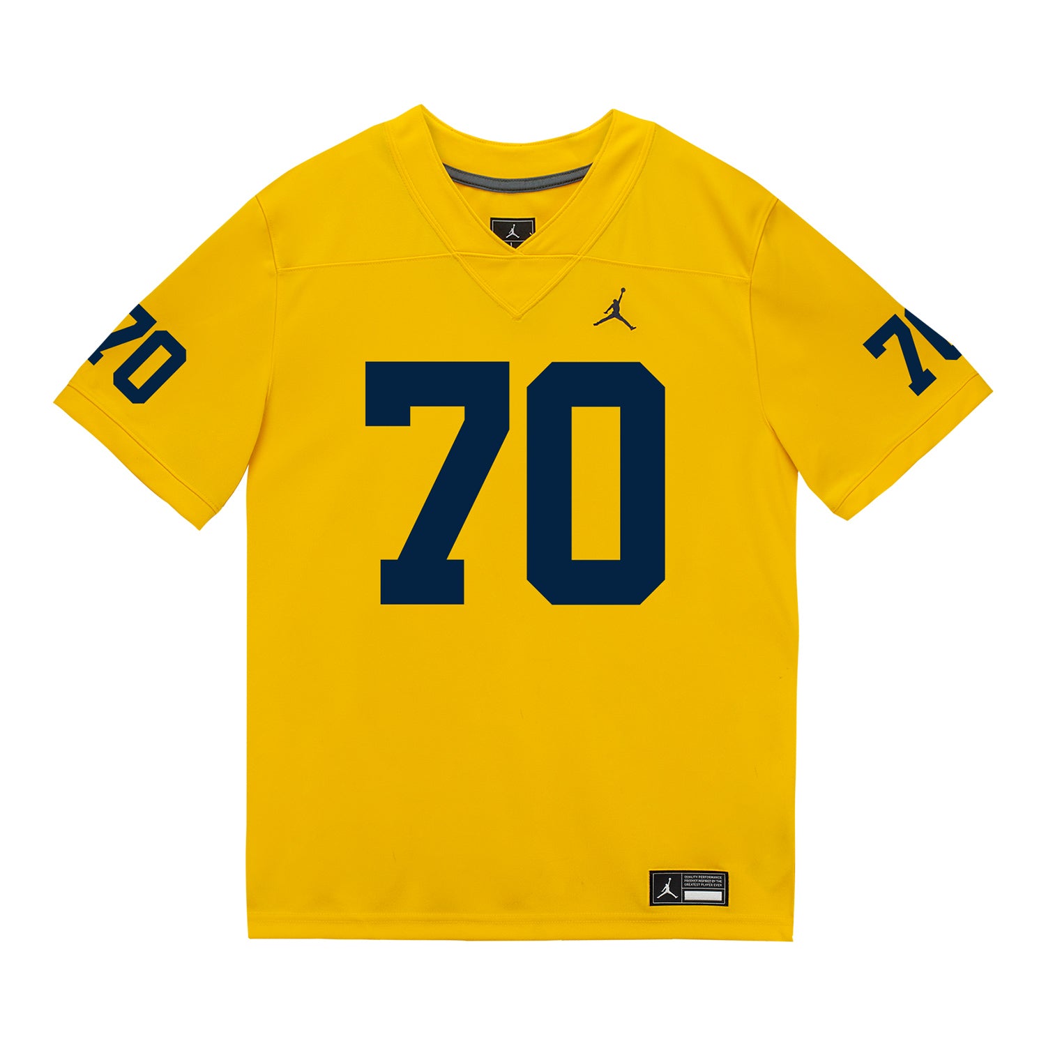 Michigan Wolverines #70 Brady Norton Student Athlete Maize Football Jersey - Front View