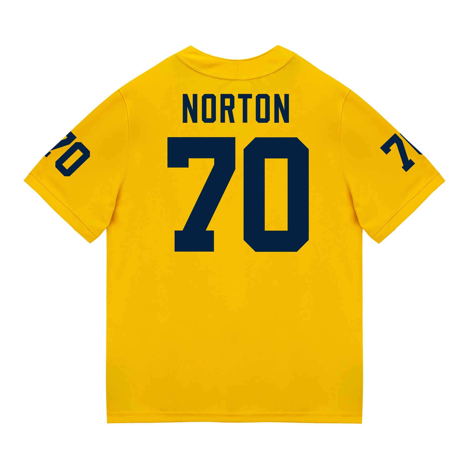 Michigan Wolverines #70 Brady Norton Student Athlete Maize Football Jersey - Back View