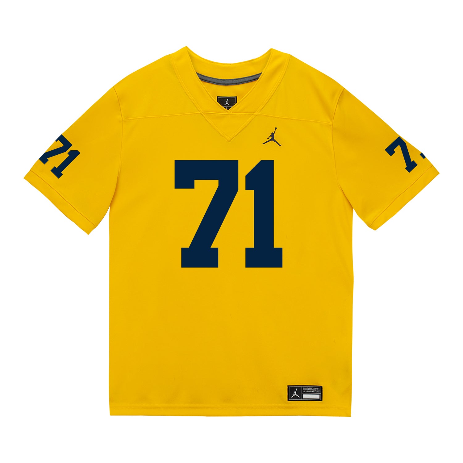 Michigan Wolverines #71 Evan Link Student Athlete Maize Football Jersey - Front View