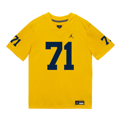 Michigan Wolverines #71 Evan Link Student Athlete Maize Football Jersey - Front View