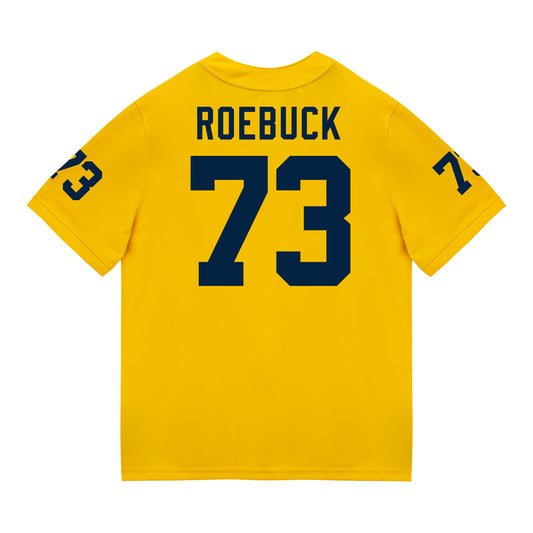 Michigan Wolverines #73 Ben Roebuck Student Athlete Maize Football Jersey - Back View
